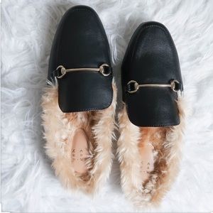 A New Day black faux fur slide loafer mule target